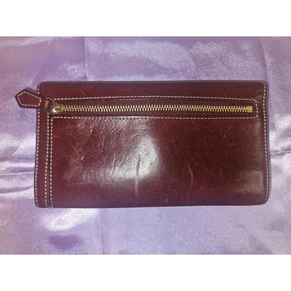 Dooney & Bourke Brown Leather Continental Clutch Wallet Made in Italy